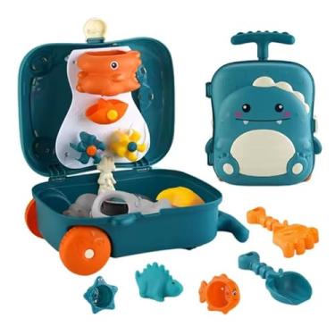 Imagem de Kit de Praia Mala Baleia, Brinquedo de Areia, Brinquedo Maleta Infantil com Rodinhas e Acessórios para Areia - Praia e Verão (Dinossauro)