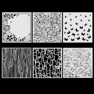 Imagem de 6 pastas de fundo em relevo para fazer cartões, modelos de máquina de gravação, pasta de gravação de cartão de papel, molde de estêncil de flores de plástico para álbum de recortes, decoração de craf