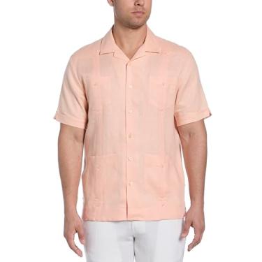 Imagem de Cubavera Camisa Guayabera masculina de manga curta com quatro bolsos, Parfait de pêssego, M