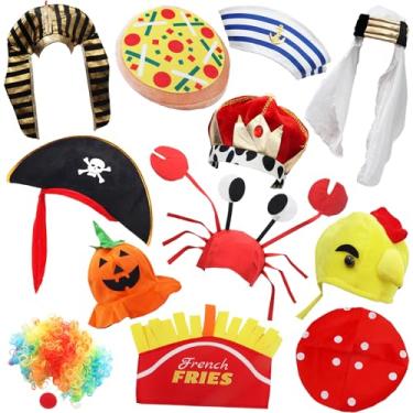 Imagem de KEPATO Chapéus de festa engraçados, chapéus de fantasia de Halloween, adereços variados de cabine de fotos em massa, acessórios de festa de aniversário (vermelho)