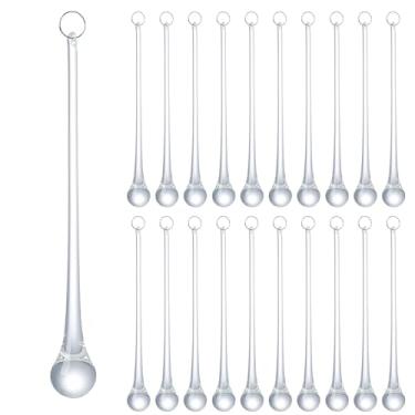 Imagem de LONGWIN 20 peças de enfeites de gota de cristal transparente de 16 cm para árvore de Natal, peças de reposição de cristais de lustre, decoração de mesa central de gota de chuva de Natal