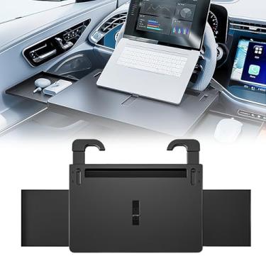 Imagem de Bandeja de volante e mesa de laptop de carro – mesa de carro ajustável para comer, trabalhar, mesas antiderrapantes para carro, compatível com SUV/caminhão, mesa de volante com suporte seguro para