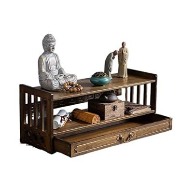 Imagem de Base de escada de estátua de Buda do Santuário para mesa, mesa de incenso, base de pedestal de Buda, levantada e acolchoada, suporte de colocação de estátua de Buda de escada, armário de santuário