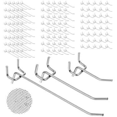 Imagem de XLIUAX Pacote com 120 ganchos para quadro de pegadores, gancho de prateleira de quadro de pinos de 12/6/20.3 cm para pendurar ferramentas para pendurar cabides de exibição de parede de quadros de 1