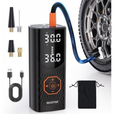 Imagem de Compressor de ar portátil com bomba de ar 160PSI para pneus de carro com medidor de pressão digital, luz LED, desligamento automático e inflação rápida - Bomba sem fio para carro, motocicleta