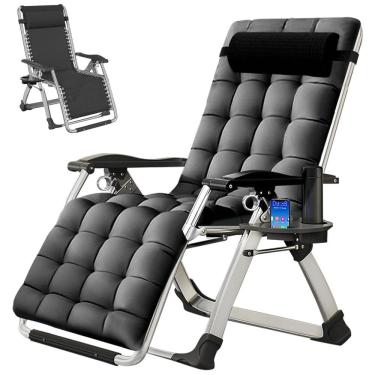 Imagem de LILYPELLE Cadeira Reclinável Ajustável Gravidade Zero com Apoio de Cabeça e Porta Copos, Cinza