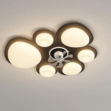 Imagem de Ventilador de agitação de cabeça 360 ° Conversão de frequência de teto Luz de ventilador silenciosa com iluminação Luz de teto de ventilador LED com controle remoto Ventilador regulável Lâmp