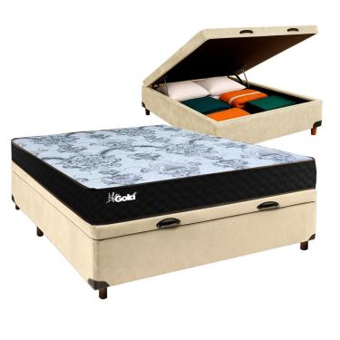 Imagem de Cama Box Bau + Colchão Casal Molas Ensacadas Life Gold Paropas