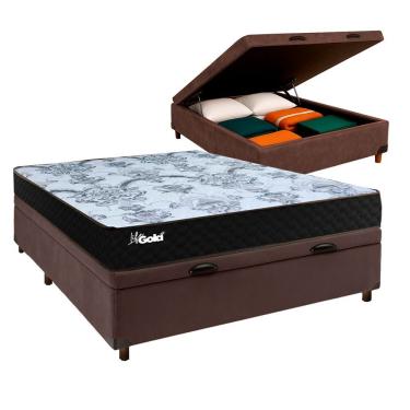 Imagem de Cama Box Bau + Colchão Casal Molas Ensacadas Life Gold Paropas