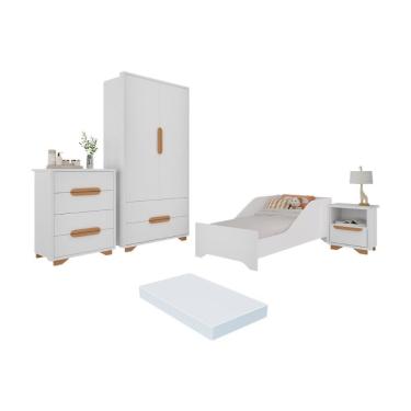 Imagem de Quarto Infantil Completo Com Minicama Com Colchão Incluso Multimóveis Mp4402 Branco Natural