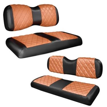 Imagem de NOKINS Kit de capas de assento de diamante para carrinho de golfe 4 peças, capas de assento dianteiras e traseiras para Yamaha Drive/Drive 2 almofada de assento regular original, sem grampeador, capa