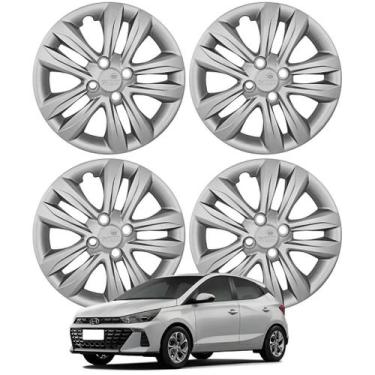 Imagem de Jogo Calota Aro 14 HB20S e HB20 2016-2018 Cubo Baixo Prata - Grid Calo