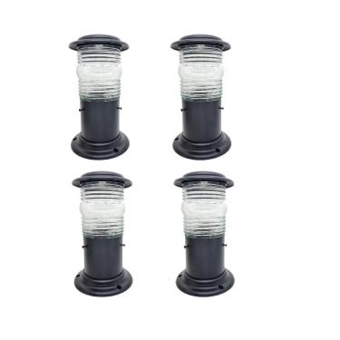 Imagem de Kit 4 Unidades Poste Balizador Casa Jardim Sitio Preto 25Cm