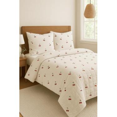 Imagem de Colcha Cobre Leito Casal Queen 3 Peças Essencialle Algodão Misto Cerej