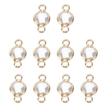 Imagem de Pedra do mês de nascimento, conector de 2 mm, orifício branco, 304, contas de cristal de aço inoxidável, elos de vidro, berloque, banhado a prata, redondo, para pingente, tornozeleira, 10 peças