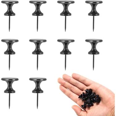 Imagem de 10 pinos gigantes de metal, pino grande para placa de cortiça, pinos de metal preto adequados para pendurar na parede, escritório, casa, sala de aula, decoração