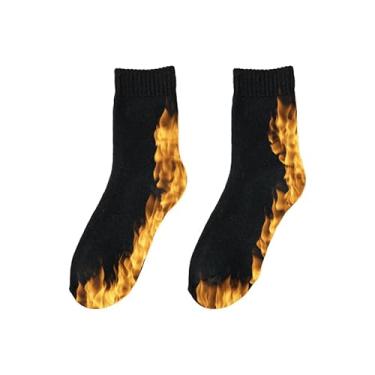 Imagem de Meias femininas e masculinas, macias e aconchegantes para clima frio, para inverno, trabalho, caminhadas, corrida, acampamento, Preto, 24