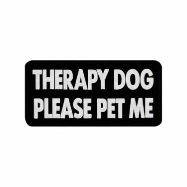Imagem de Emblema de colete/arreios para cães de serviço bordado Therapy Dog Please Pet Me