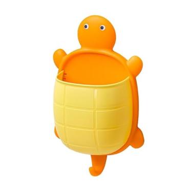 Imagem de Suporte de parede para escova de dentes de desenho animado, cesta de armazenamento de banheiro suspensa com gancho, escova de dentes e suporte de pasta de dente sem perfuração, bonito desenho animado