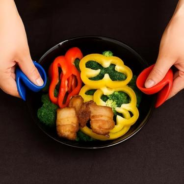 Imagem de 1 par de luvas de dedo de silicone para uso na cozinha, mini luvas resistentes ao calor para cozinhar assar no micro-ondas, almofadas antiderrapantes (vermelhas)