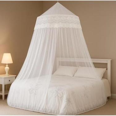 Imagem de Mosquiteiro Gigante de Teto Casal King Queen com Abertura Lateral 14m(Branco,Solteiro Simples)