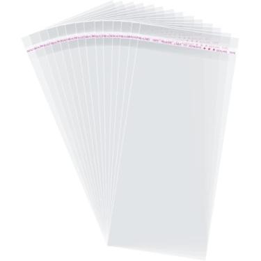 Imagem de Sacos de celofane autovedantes, 100 x 23 cm, sacos de celofane transparentes e resseláveis para embalagem de biscoitos, lembrancinhas e produtos