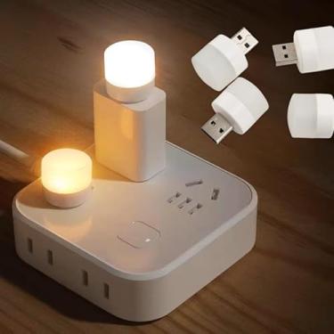 Imagem de 1 mini luz LED USB - regulável para quarto, mesa, carro, decoração de casa em branco quente/branco frio, luz quente