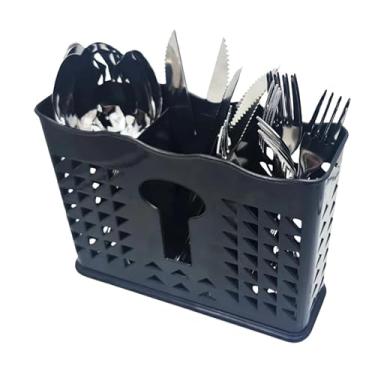 Imagem de Kit Escorredor Porta Talheres Vazado 3 Divisorios, Multiorganizador Separador, Porta Talheres Separador(Preto,04 Unidades)