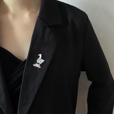 Imagem de Broche criativo de doutor de pato broche esmaltado engraçado "Trust Me I'm A Duckctor" letra novidade animal fofo patinho alfinetes de lapela desenhos animados broches de ganso mochilas jaquetas