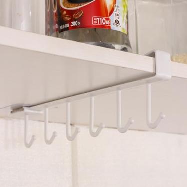 Imagem de Rack de ganchos para toalhas de cozinha – Organizador de 6 ganchos embaixo do armário para toalhas, canecas e utensílios de cozinha, sem necessidade de perfuração