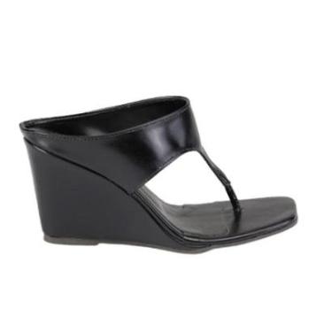 Imagem de Sandalia Feminina Leruchel Anabela Dedo Confortavel Preto-Feminino