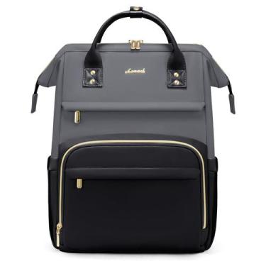 Imagem de Mochila de couro LOVEVOOK para mulheres, laptop de 17 polegadas, cinza