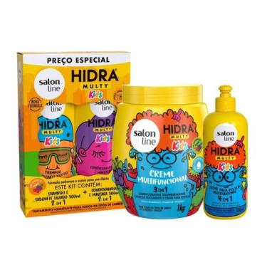 Imagem de Kit Hidra Kids Shampoo e Condicionador 300ml, Creme 3 em 1 1kg e Creme