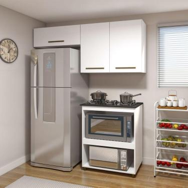 Imagem de Cozinha Completa Angra 3 Pts Para Fácil Acesso Kaiki Móveis Branco