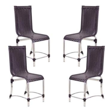 Imagem de 4 Cadeiras Haiti Em Alumínio Para Cozinha Piscina Edícula Tabaco