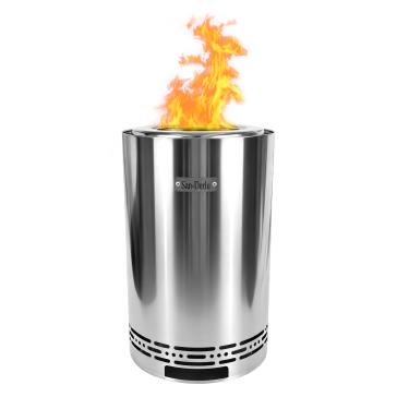 Imagem de Fogueira sem fumaça de 53 cm, fogão sem fumaça para acampamento, ao ar livre e pátio, alimentado por pellets de madeira ou lenha, prata