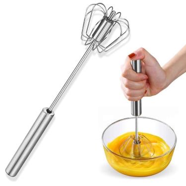 Imagem de Batedor Automatico Misturador Ovos Inox Pressao Mixer Giratorio Manual Fuet Omelete Bebidas Massa Creme