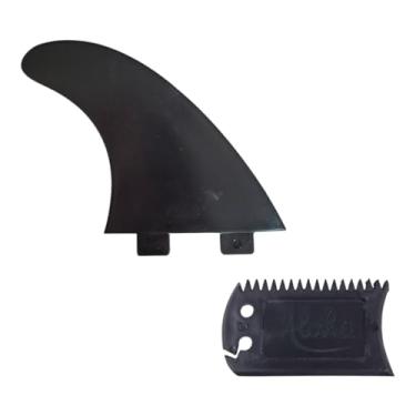 Imagem de Conjunto 10 Quilhas e 10 Raspadores De Prancha Plástico Surfista Surf Aventura Diversão Segurança (Preto)