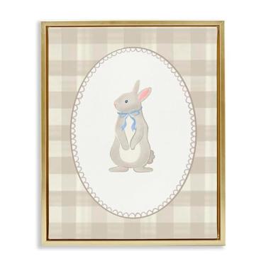 Imagem de Stupell Industries Arte de parede em tela flutuante com moldura preta xadrez Bunny on Green, design por The Paper Curator, 78 x 63 cm