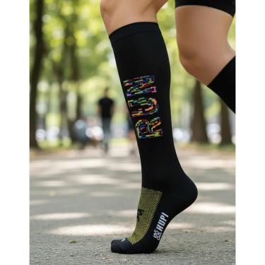 Imagem de Meias Ciclismo Cano Longo Corrid Laranja Neon Único 36-42