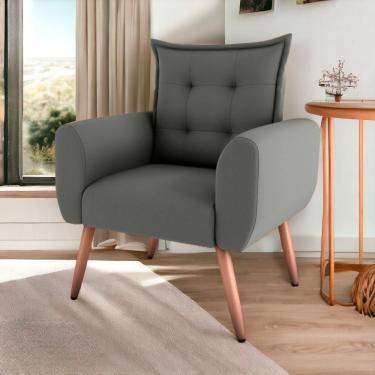 Imagem de Poltrona Decorativa Para Sala Ravi Suede Cinza