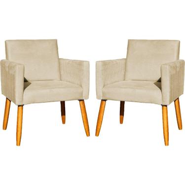 Imagem de Kit 2 Poltronas Decorativa Para Sala Nina Suede Cores Pé Palito 30cm Castanho - Suede