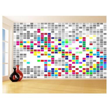 Imagem de Papel De Parede Geométrico Quadrados Colorido 3,5M Gmt126 - Você Decor