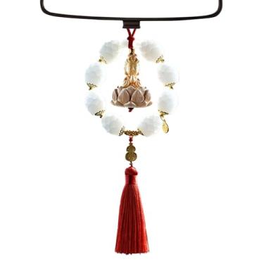 Imagem de Acessórios para espelho retrovisor, acessórios decorativos para espelho retrovisor - Estátua estética de Buda Enfeite de Amuleto de Madeira da Sorte para Mulheres e Homens