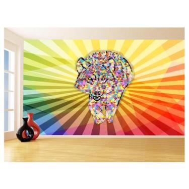 Imagem de Papel De Parede Animais Pop Art Lobo Colorido 3,5M Pxa599 - Você Decor