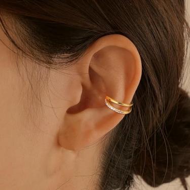 Imagem de Brinco de orelha para mulheres, brincos de orelha dourados, não perfurantes, cartilagem, brincos falsos