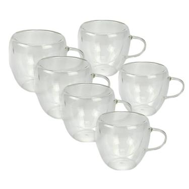 Imagem de Kit Xicara de Vidro Duplo Caneca para Café Chá Chocolate Casa Escritorio 80ml Jogo até 6 unidades (6 Unidades (XICARA))