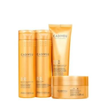 Imagem de Kit Cadiveu Professional Nutri Glow Shampoo Condicionador leave in e M
