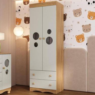 Imagem de Guarda-roupa Infantil 62cm 2 Portas com Vidro e 2 Gavetas Sonho Multimóveis MP4471