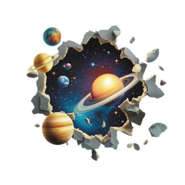 Imagem de MaiKeAYang Decalques de parede 3D, murais, decorações de parede de vinil removíveis, universo, planeta, Júpiter, Saturno, Terra, para sala de estar, quartos de bebê, quarto, banheiro, casa, parede
